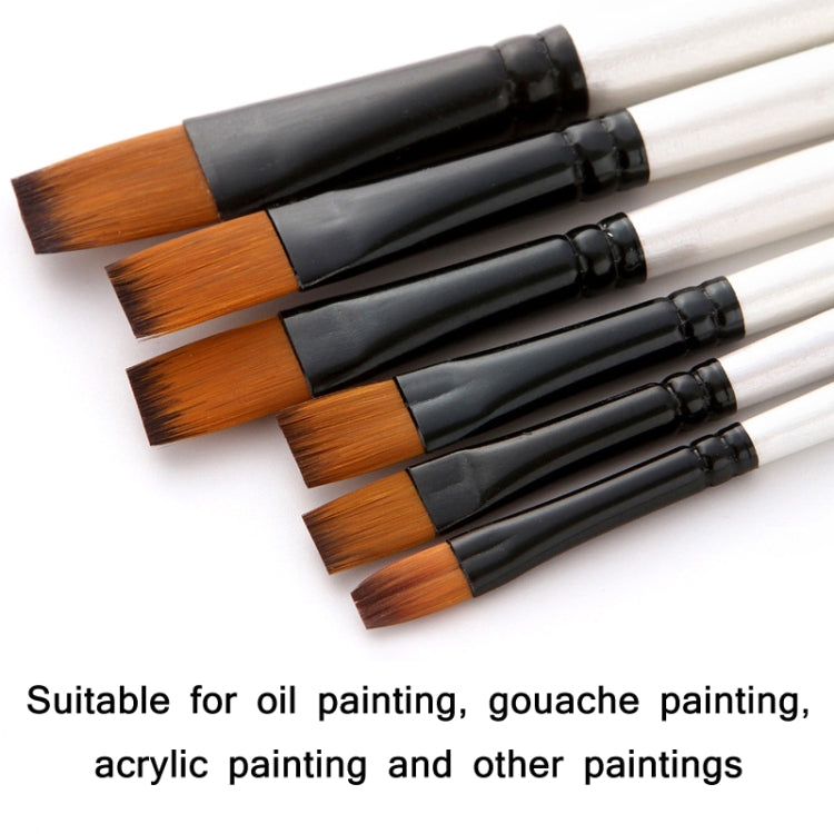 Zhuting Nylon Wool Stick Gouache Brush Set(6 PCS/Set Flat Head)