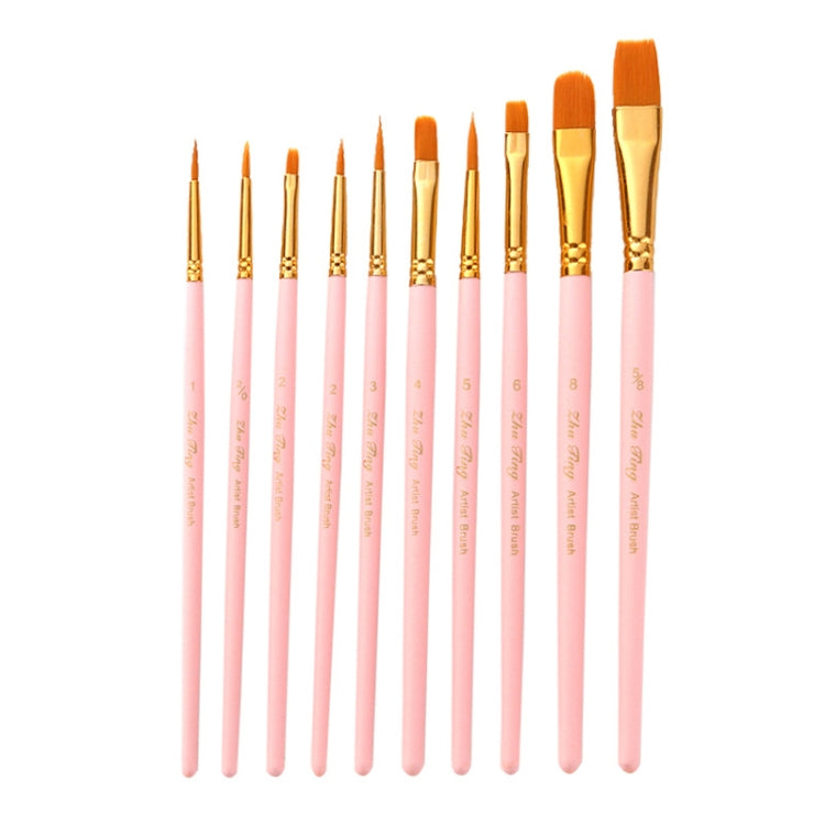 Zhuting Multifunctional Matte Nylon Wool Watercolor Brush Set(10 PCS/Set Ice Cream Pink)
