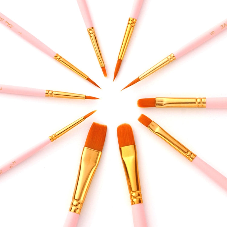 Zhuting Multifunctional Matte Nylon Wool Watercolor Brush Set(10 PCS/Set Ice Cream Pink)