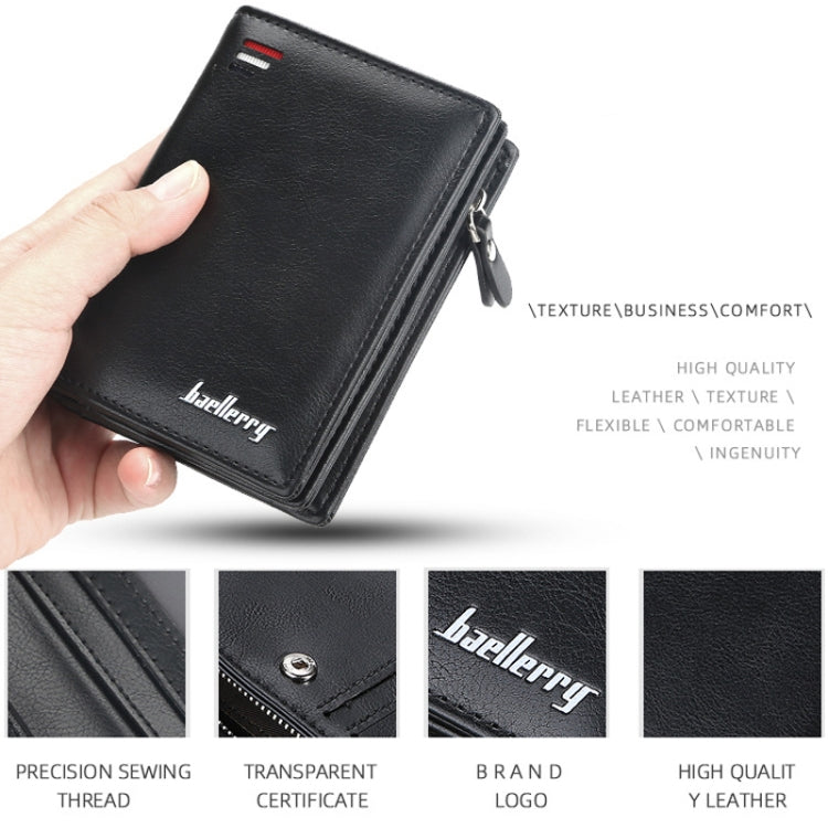 Baellerry D3216 Men Short Vertical Multi-Card Snap Coin Purse(Brown)
