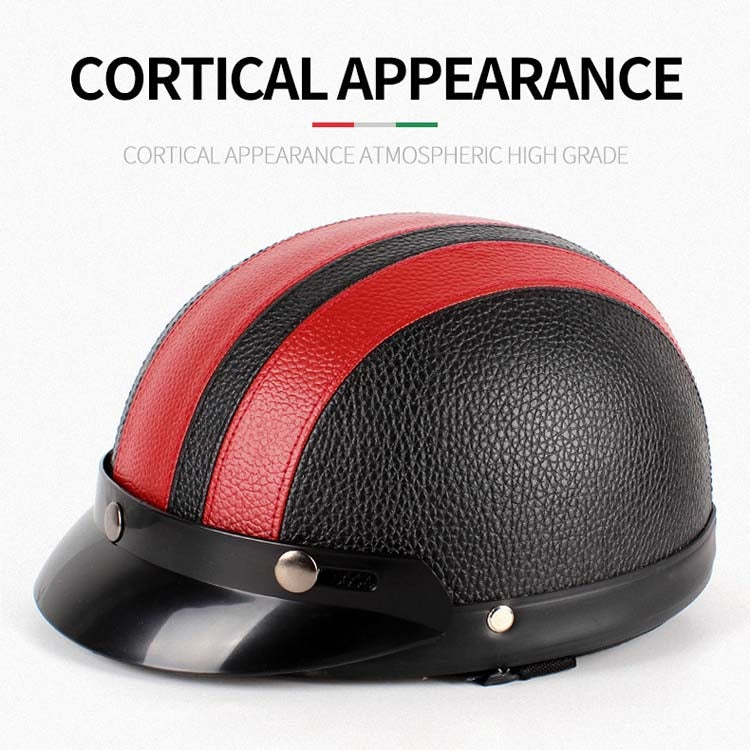 BSDDP A0318 PU Helmet With Goggles, Size: One Size(Black Red)