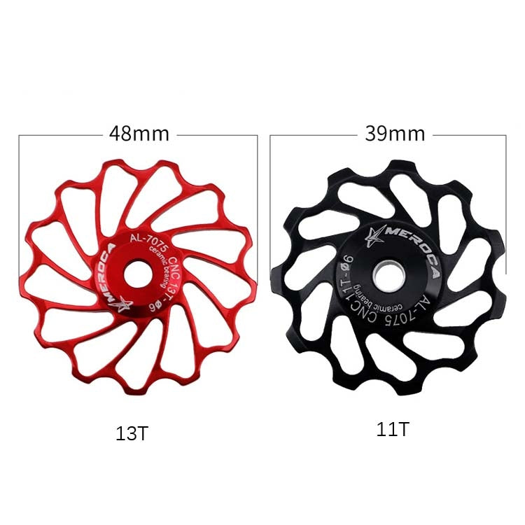 MEROCA Ceramic Bearing Mountain Bike Guide Wheel(11T Red)