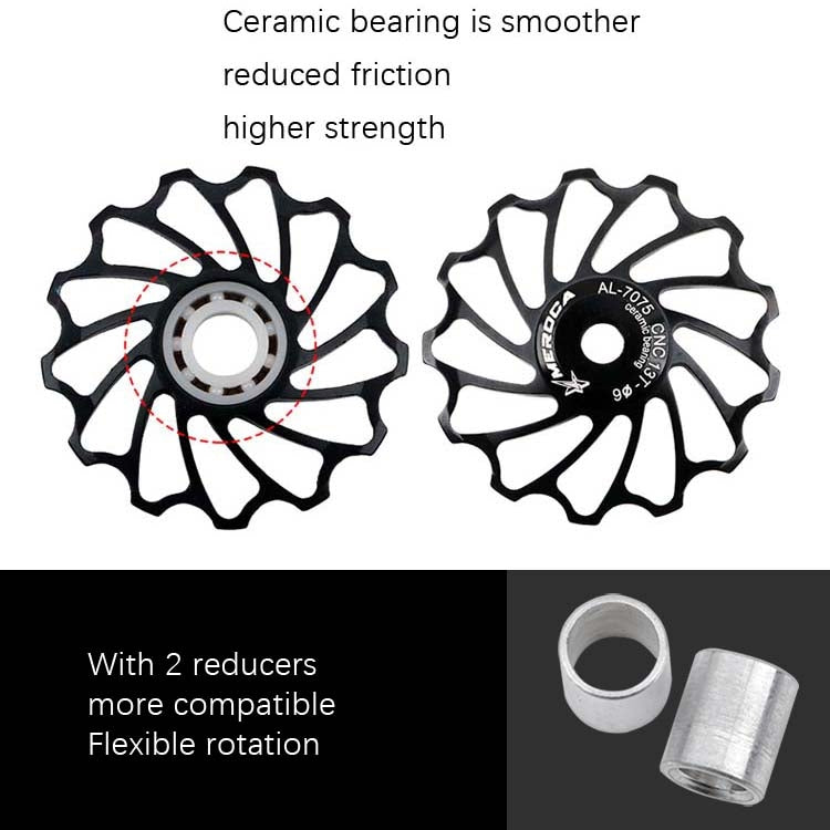MEROCA Ceramic Bearing Mountain Bike Guide Wheel(11T Red)