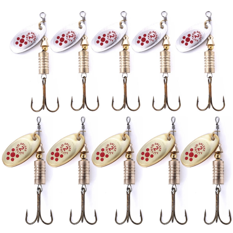10 PCS HENGJIA  SP054 6.7cm / 7g Fresh Water Sequins Road Bait(Gold+Silver)