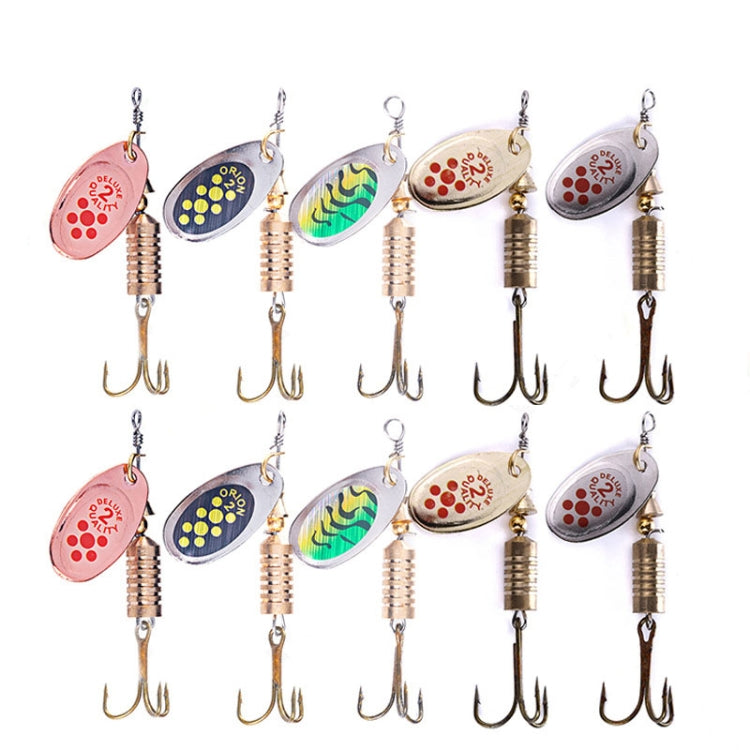 10 PCS HENGJIA  SP054 6.7cm / 7g Fresh Water Sequins Road Bait(Black Gold Point)