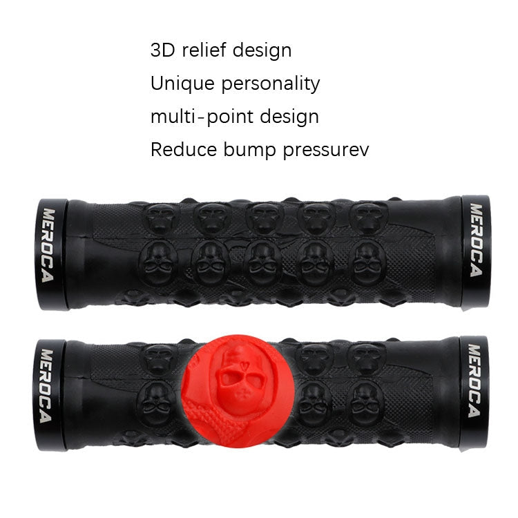 MEROCA Mountain Bike Anti-slip Shock Absorber Riding Grip Cover, Style: Bilateral Lock Skull ME23 Black