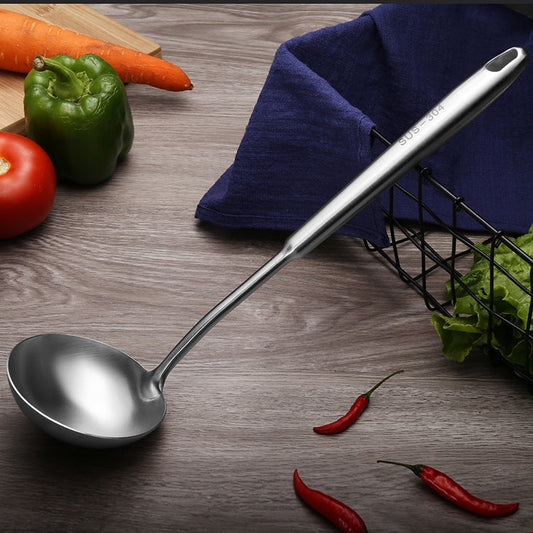 304 Stainless Steel Kitchen Equipment Thickened Hollow Handle Cooking Tool, Style:, Spatula, Soup Spoon, Slotted Spoon, Slotted Shovel