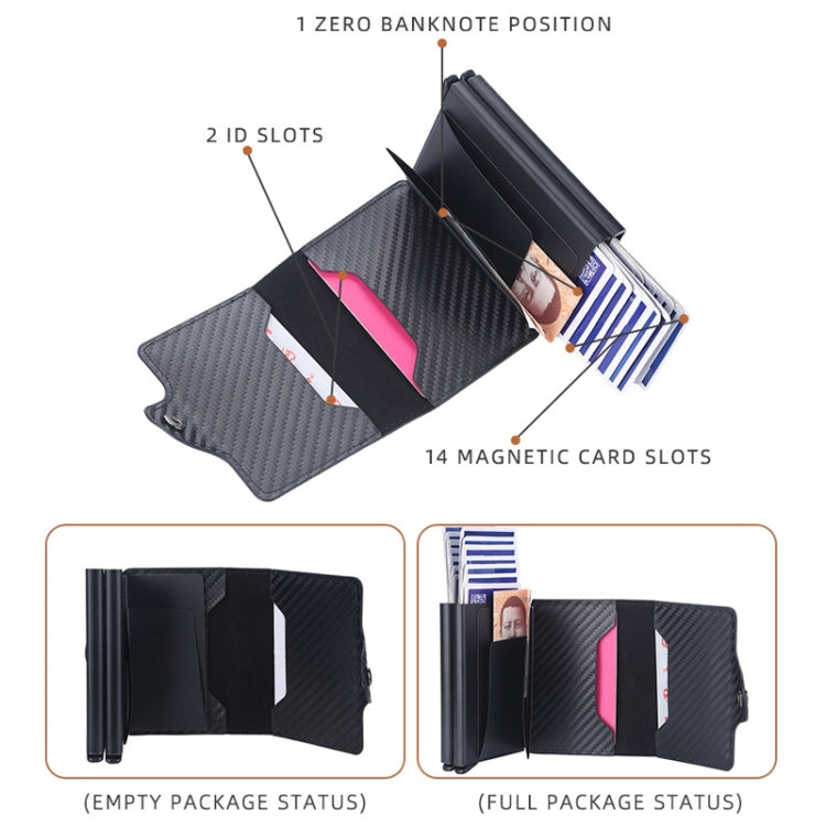 Baellerry K9172 RFID Double Aluminum Box Card Holder Automatic Pop-up Card Holder(Coffee)