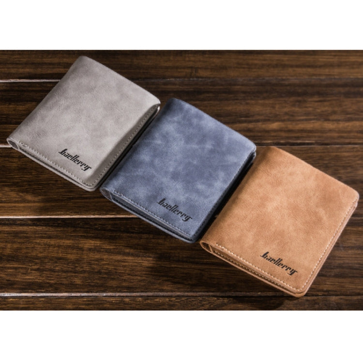 Baellerry BLR1152 Men Short Wallet Vintage Frosted Two Fold Wallet(Coffee Vertical)
