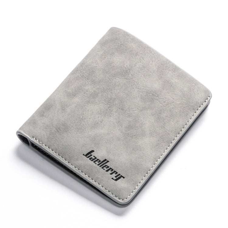 Baellerry BLR1152 Men Short Wallet Vintage Frosted Two Fold Wallet(Gray Vertical)