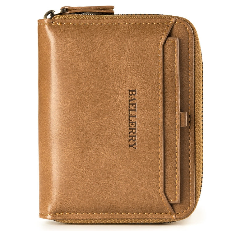 Baellerry D3124 Short PU Leather Wallet Zipper Retro Youth Small Wallet(Brown Vertical)