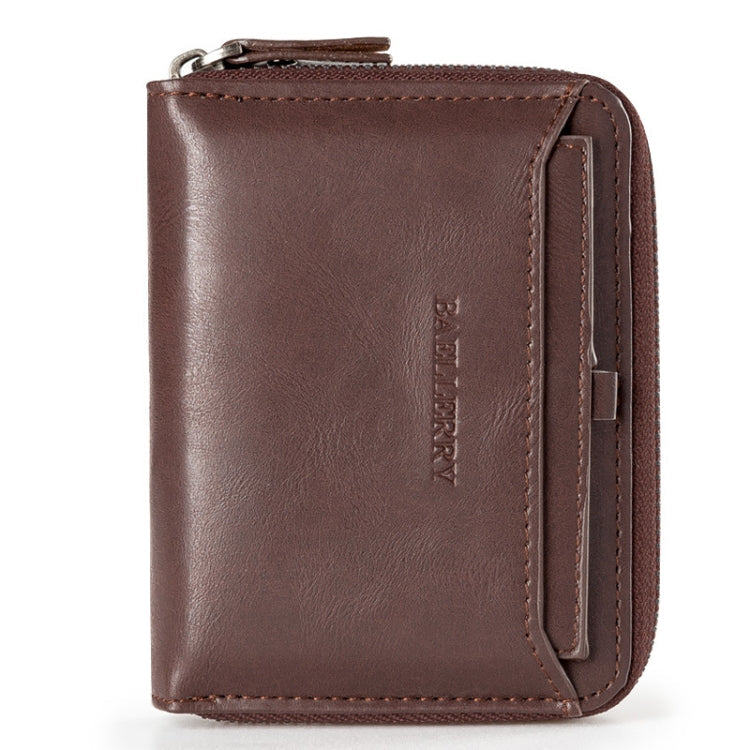 Baellerry D3124 Short PU Leather Wallet Zipper Retro Youth Small Wallet(Purple Vertical)