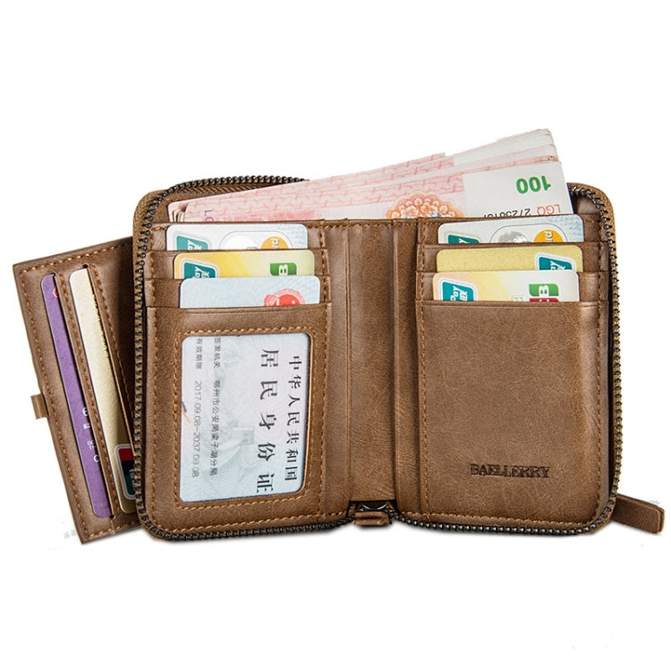 Baellerry D3124 Short PU Leather Wallet Zipper Retro Youth Small Wallet(Purple Horizontal)