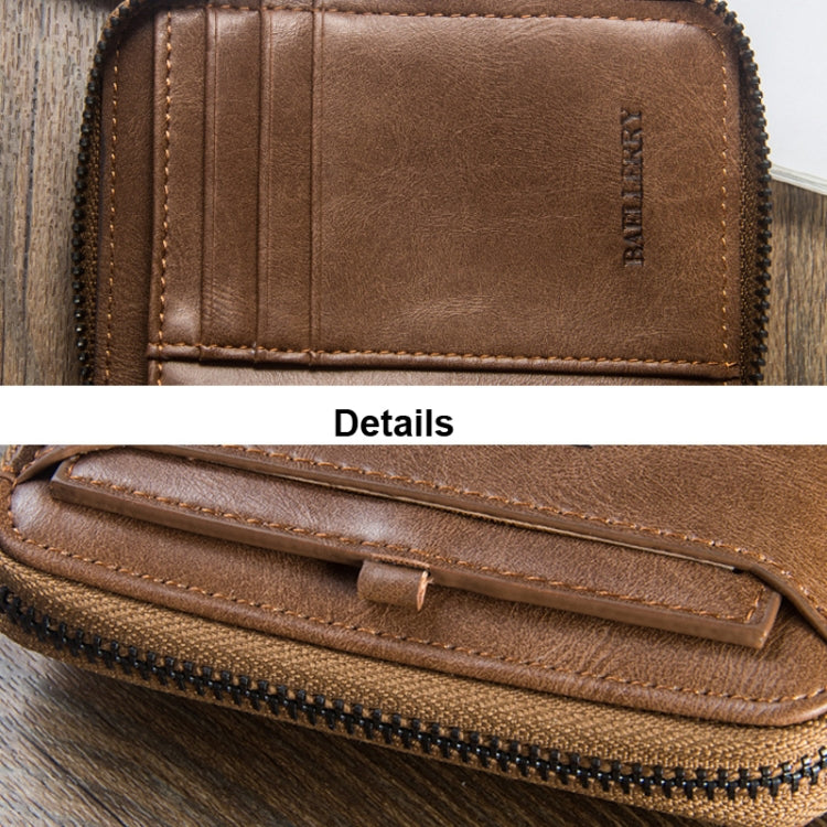 Baellerry D3124 Short PU Leather Wallet Zipper Retro Youth Small Wallet(Gray Vertical)