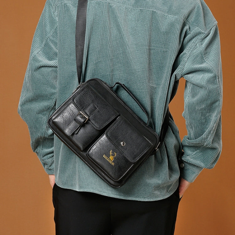 WEIXIER 9558 Large Capacity Men Bag Retro Shoulder Bag(Black)