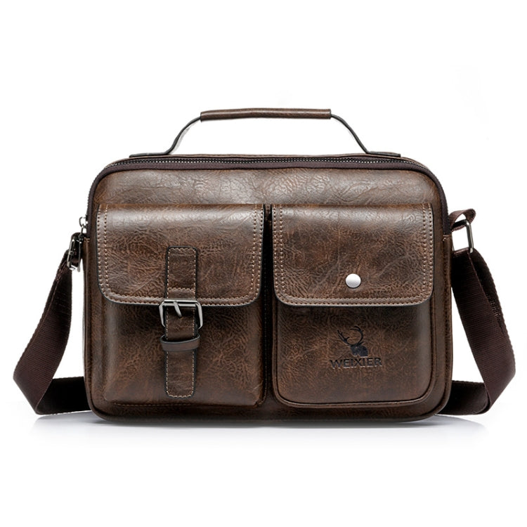 WEIXIER 9558 Large Capacity Men Bag Retro Shoulder Bag(Dark Brown)