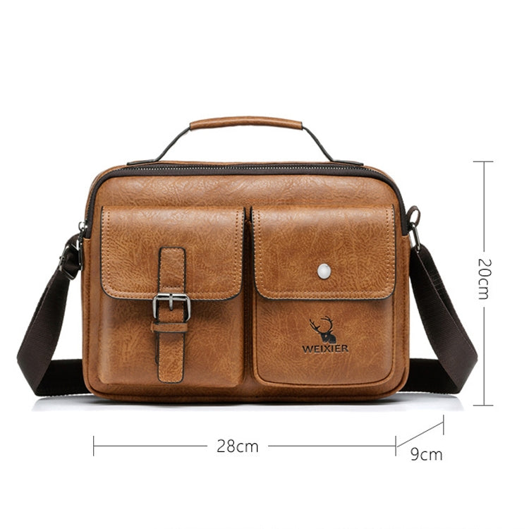 WEIXIER 9558 Large Capacity Men Bag Retro Shoulder Bag(Dark Brown)