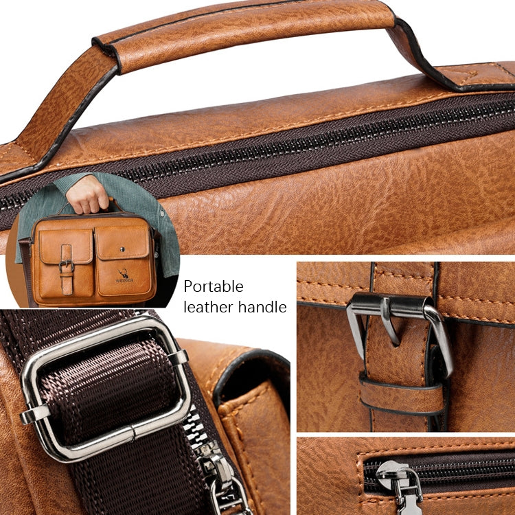 WEIXIER 9558 Large Capacity Men Bag Retro Shoulder Bag(Black)