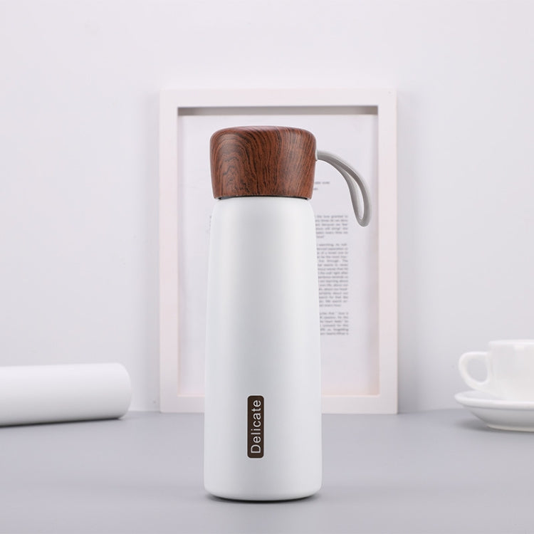 Delicate 304 Stainless Steel Wood Grain Thermos Cup, Capacity: 400ml(White)