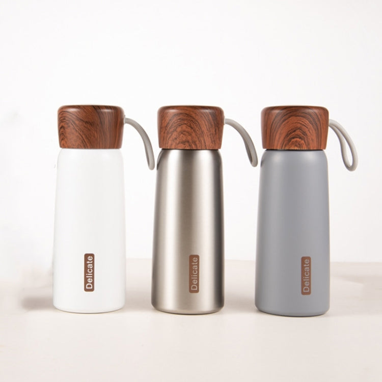 Delicate 304 Stainless Steel Wood Grain Thermos Cup, Capacity: 400ml(Grey)