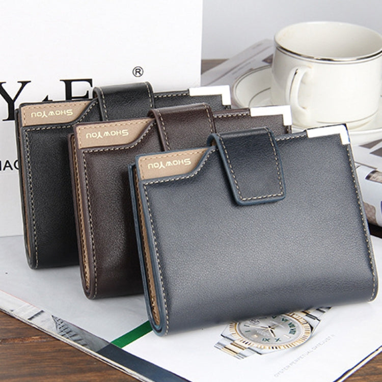 Baellerry Casual Multifunctional Wallet Zipper Buckle Tri-fold Coin Purse For Men(Blue)