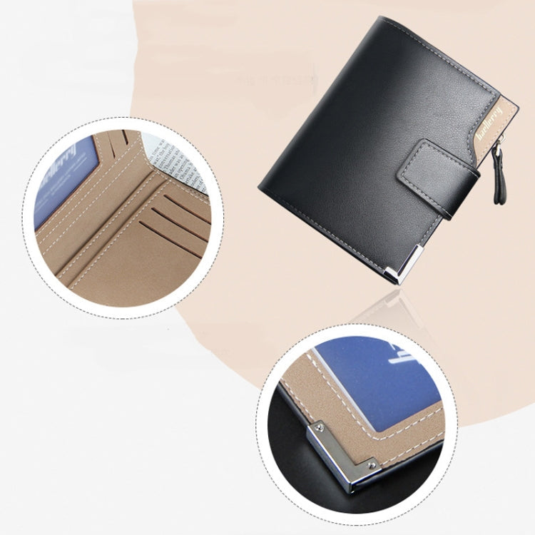 Baellerry Casual Multifunctional Wallet Zipper Buckle Tri-fold Coin Purse For Men(Black)