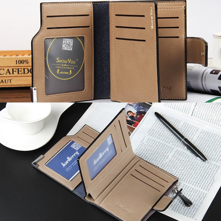 Baellerry Casual Multifunctional Wallet Zipper Buckle Tri-fold Coin Purse For Men(Black)