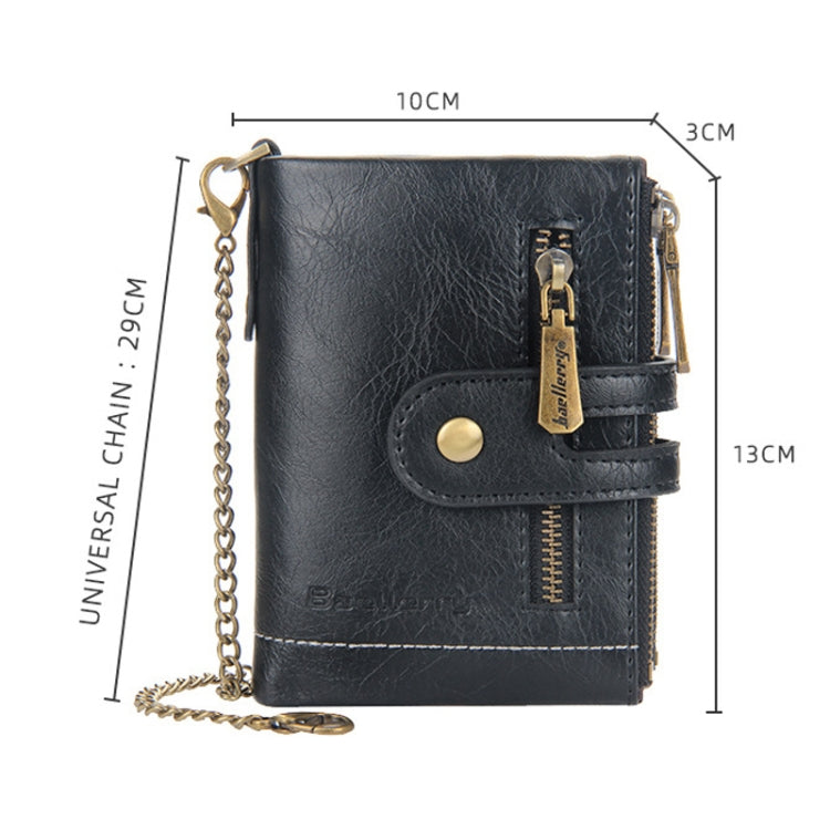 Baellerry  Short Wallet Double Zipper Tri-Fold Wallet For Men(Khaki)