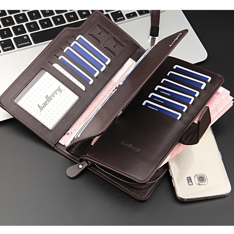 Baellerry Casual Wallet Long Clutch Tri-fold Wallet Multifunctional Phone Bag For Men(Brown)