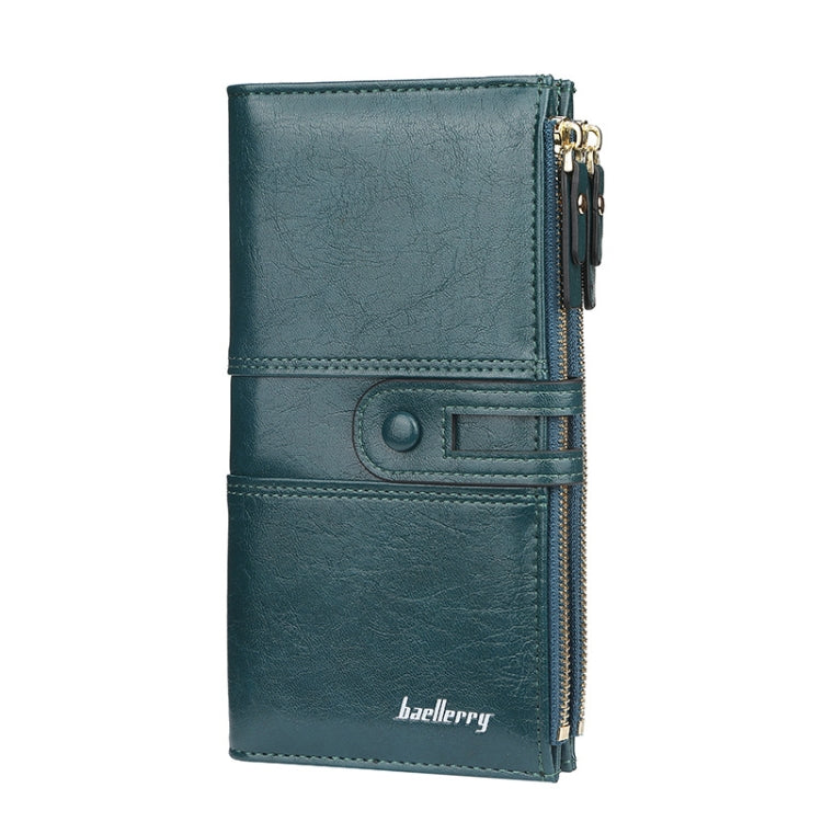 Baellerry  Ladies Long Large Capacity Buckle Zip Clutch Multi-Card Wallet(Dark Green)