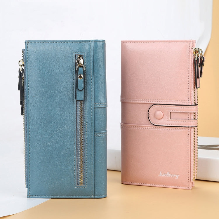 Baellerry  Ladies Long Large Capacity Buckle Zip Clutch Multi-Card Wallet(Sky Blue)