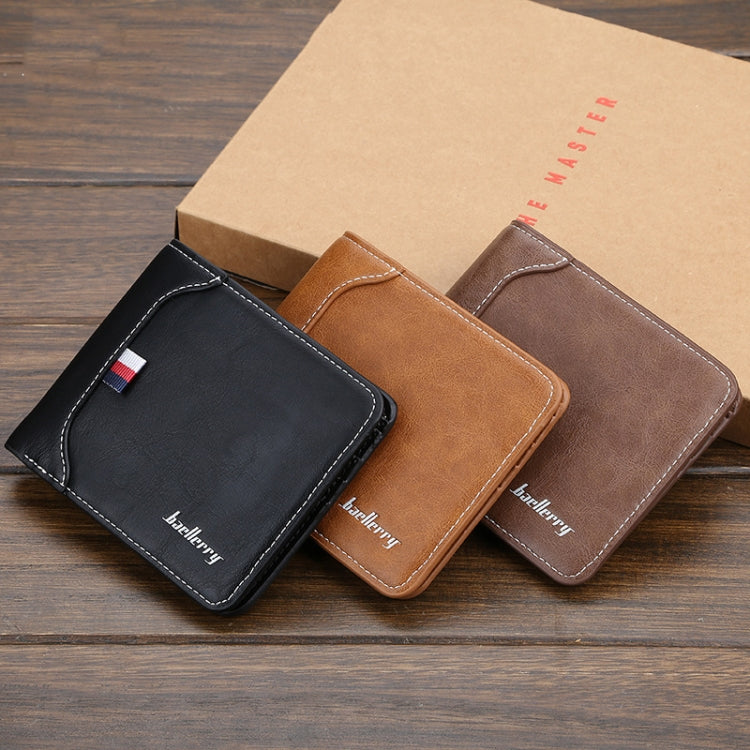 Baellerry Short Wallet Tri-fold Horizontal Coin Purse For Men(Red Brown)
