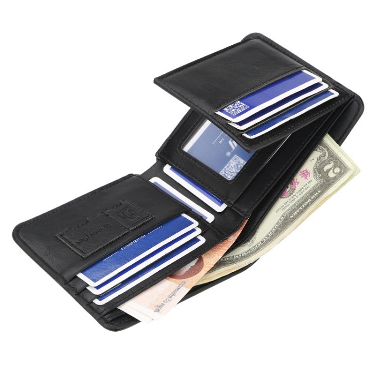 Baellerry Short Wallet Tri-fold Horizontal Coin Purse For Men(Red Brown)