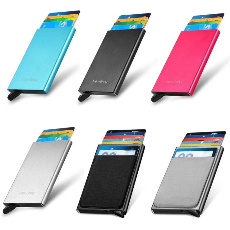 NEWBRING Metal Wallet Automatic Pop-up Anti-degaussing Card Holder, Colour: Black