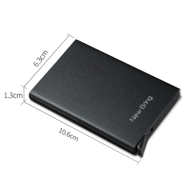 NEWBRING Metal Wallet Automatic Pop-up Anti-degaussing Card Holder, Colour: Black