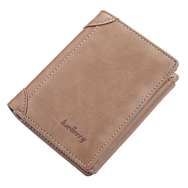 Baellerry D1307 Men Vertical Multi-card Tri-fold Small Wallet Thin Buckle Coin Purse(Khaki)