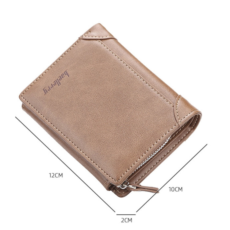Baellerry D1307 Men Vertical Multi-card Tri-fold Small Wallet Thin Buckle Coin Purse(Brown)