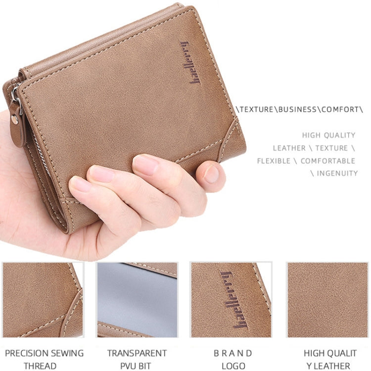 Baellerry D1307 Men Vertical Multi-card Tri-fold Small Wallet Thin Buckle Coin Purse(Khaki)