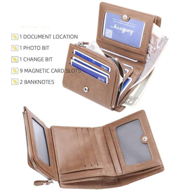 Baellerry D1307 Men Vertical Multi-card Tri-fold Small Wallet Thin Buckle Coin Purse(Brown)
