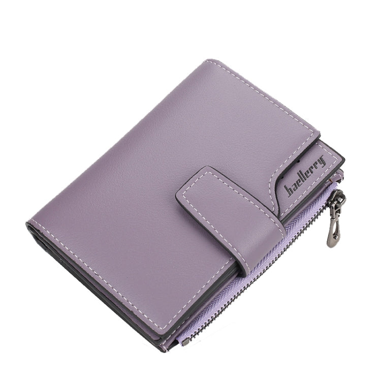 Baellerry N5013 Ladies Cropped Wallet Multi-Card Slot Zipper Buckle Coin Purse(Purple)