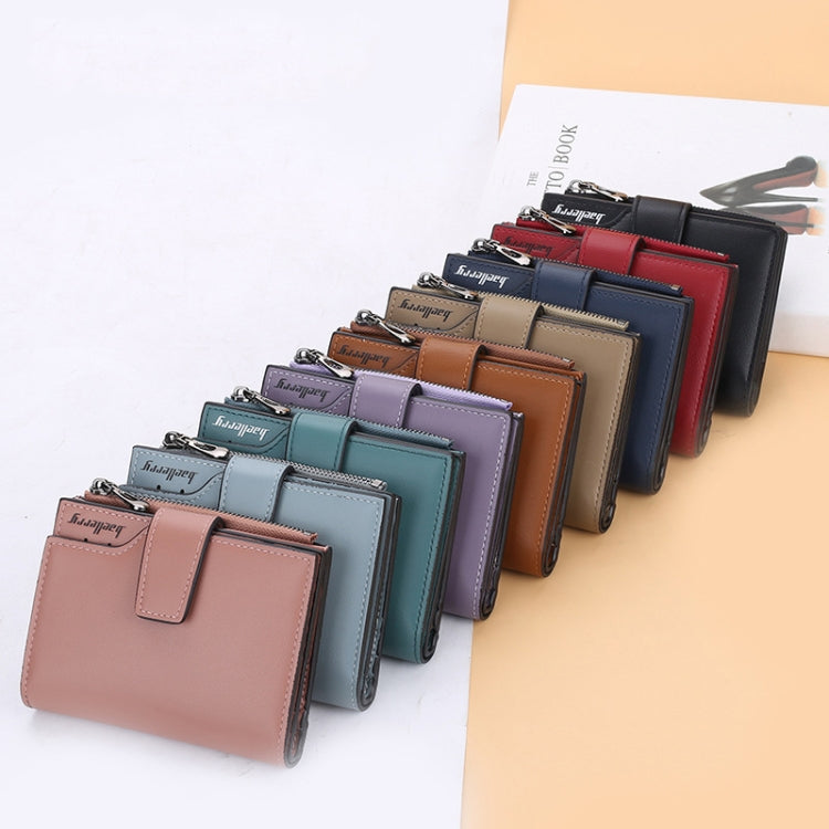 Baellerry N5013 Ladies Cropped Wallet Multi-Card Slot Zipper Buckle Coin Purse(Jujube Red)