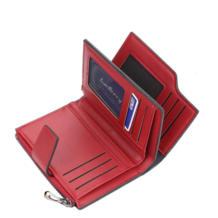 Baellerry N5013 Ladies Cropped Wallet Multi-Card Slot Zipper Buckle Coin Purse(Purple)