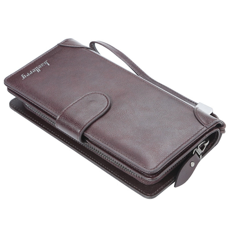 Baellerry S6701 Men Wallet Business Multi-card Mid-length Clutch Buckle Zipper Coin Purse(Coffee)