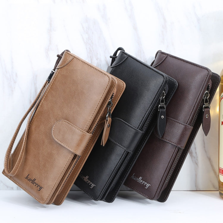 Baellerry S6701 Men Wallet Business Multi-card Mid-length Clutch Buckle Zipper Coin Purse(Black)