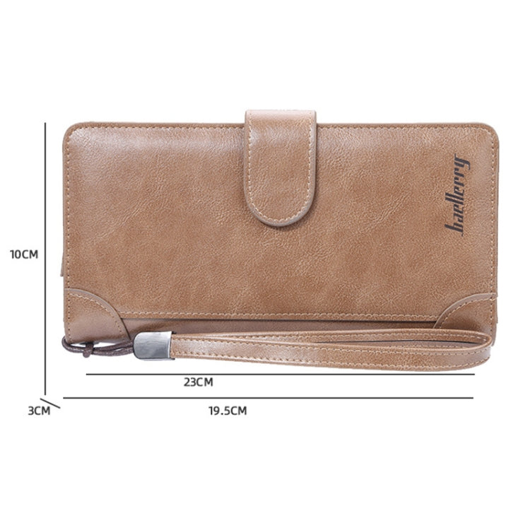 Baellerry S6701 Men Wallet Business Multi-card Mid-length Clutch Buckle Zipper Coin Purse(Coffee)