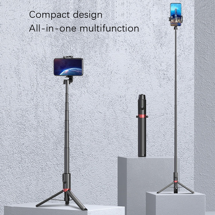 Desktop Multi-Function Live 1.3m Tripod Portable Integrated Bluetooth Selfie Rod, Black Red, Black, White Silver