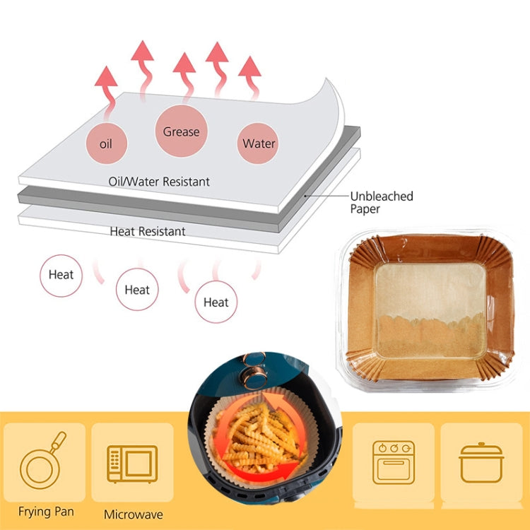 50pcs / Box Air Fryer Liner Baking Oil-absorbing Oil-proof Paper Tray(Normal Color)