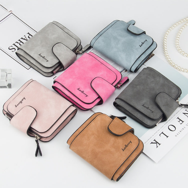 Baellerry Ladies Buckle Nubuck Leather Coin Purse Cute Small Fresh Student Wallet(Soot)