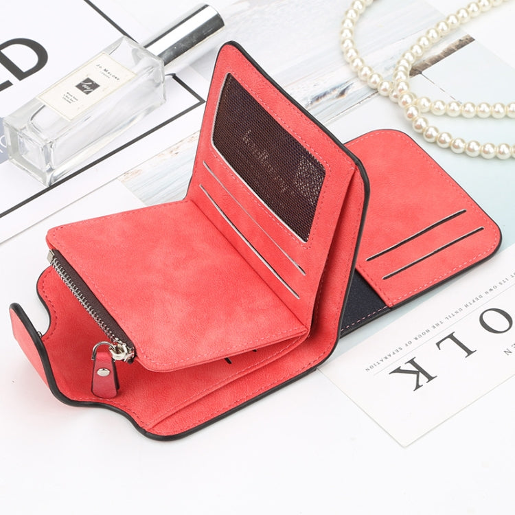 Baellerry Ladies Buckle Nubuck Leather Coin Purse Cute Small Fresh Student Wallet(Grey)