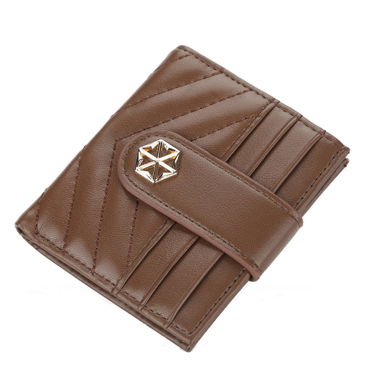 BOISEEN  Ladies Card Holder Embossed Multi-Card Slot Buckle Bank Card Holder Small Wallet(Maroon)